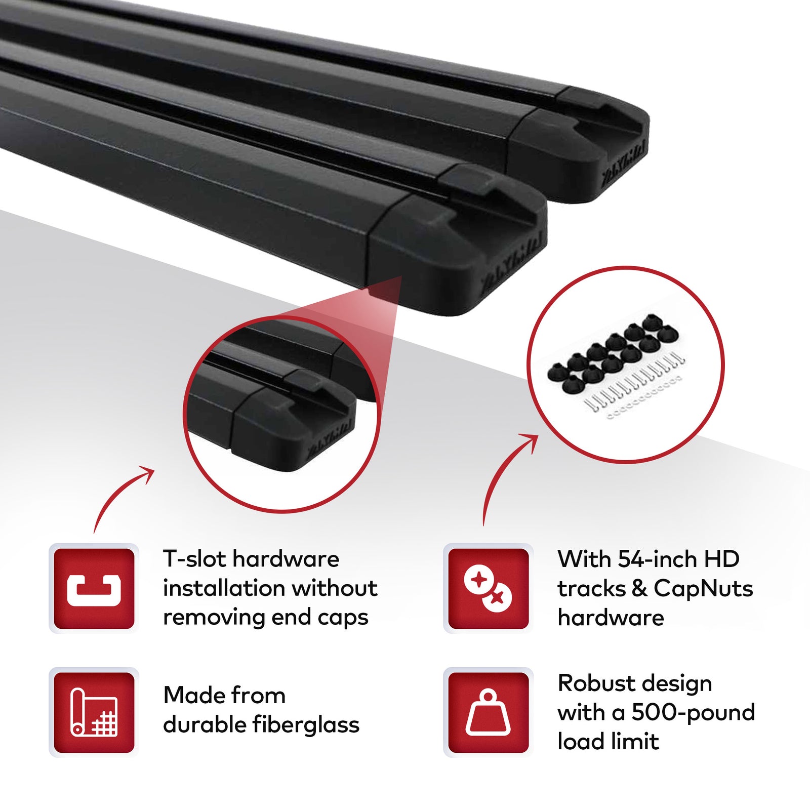 Yakima HD Track 54" Car Roof Top Rack Mounting System w/CapNuts, Black(Open Box) - VMInnovations