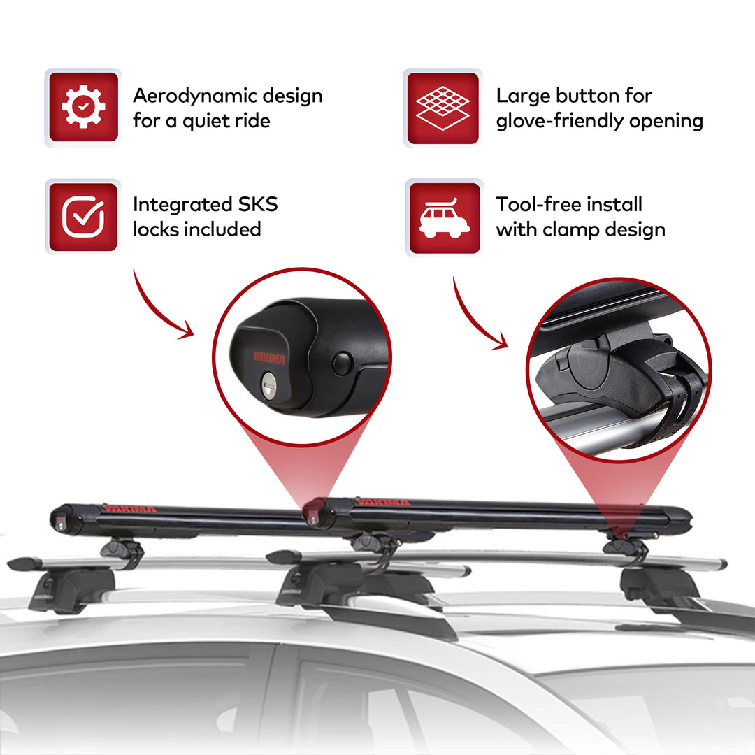 YAKIMA FatCat EVO 6 Skis or 4 Snowboards Roof Rack, Fits T-Slot Crossbars (Used)