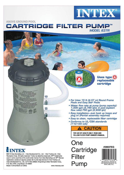 Intex 1000 GPH Easy Set Swimming Pool Cartridge Filter Pump | 28637EG