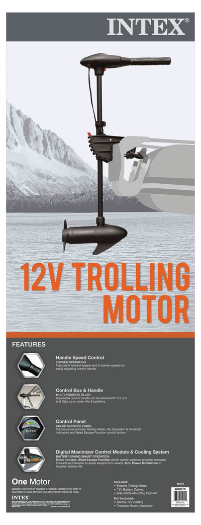 INTEX 12V Transom Mount Boat Eight Speed Trolling Motor | 68631E - VMInnovations