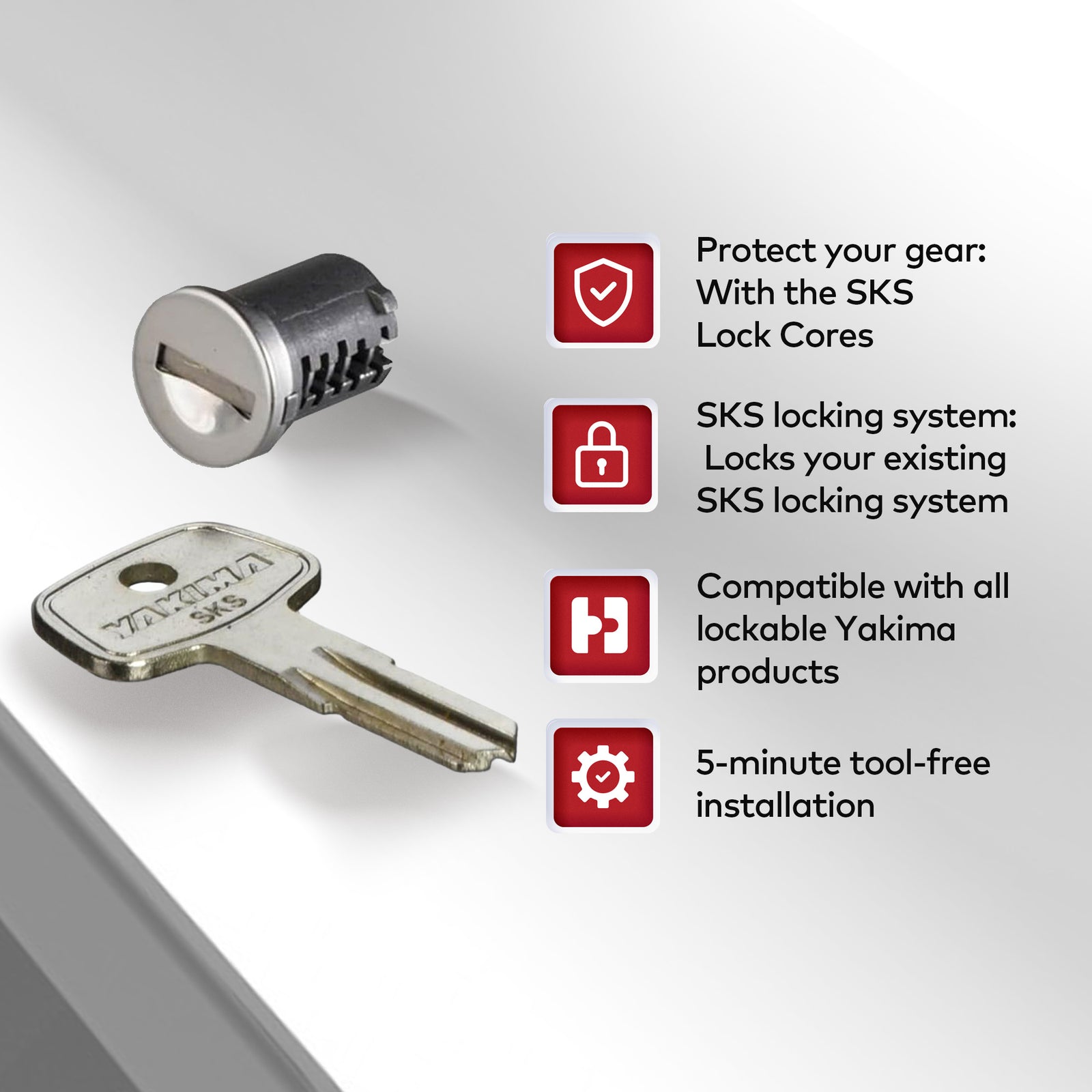 Yakima Car Rack System SKS Lock Cylinder Core Kit with Key (2 Pack) (Open Box) - VMInnovations