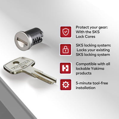 Yakima Car Rack System SKS Lock Cylinder Core Kit with Key (2 Pack) (Open Box) - VMInnovations