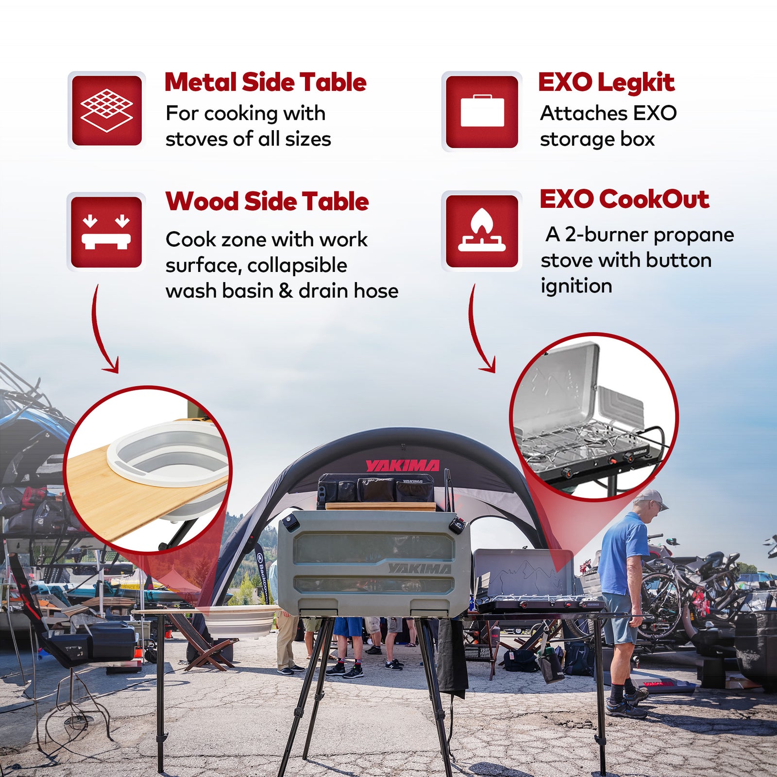 Yakima EXO OpenRange Deluxe Outdoor Camp Kitchen Cooking Storage System, Gray - VMInnovations