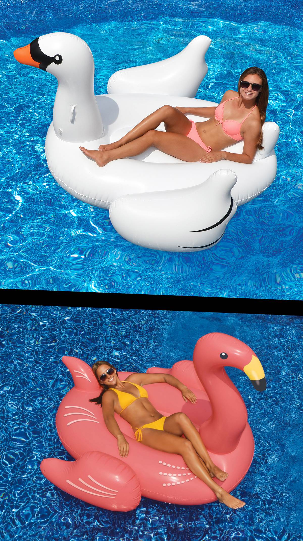 Swimline Swimming Pool Giant Rideable Inflatable Swan + Flamingo | 90621 + 90627
