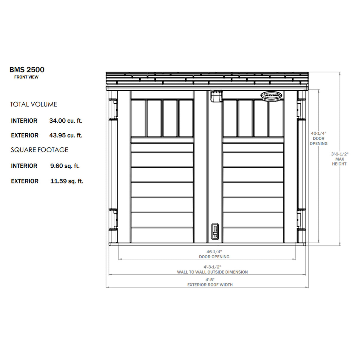 Suncast 53 x 31.5 x 45.5" Resin Storage Shed w/ Reinforced Floor, Ivory (2 Pack)