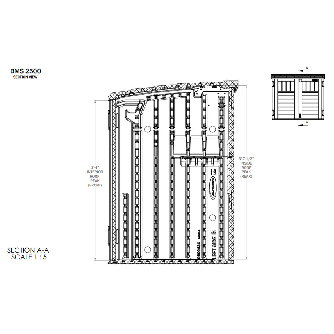 Suncast BMS2500 53 x 31.5 x 45.5" Horizontal Resin Outdoor Storage Shed w/ Floor