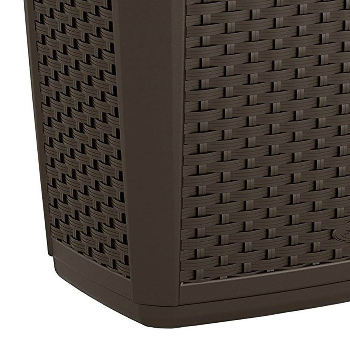 Suncast 30 Gallon Resin Wicker Outdoor Patio Trash Hideaway, Java (Open Box)