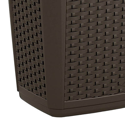 Suncast 30 Gallon Resin Wicker Outdoor Patio Trash Hideaway, Java (Open Box)