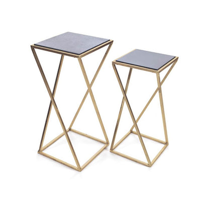 Aubrey Metal & Living Room Coffee Drink Side End Tables Set, Pair (Used)