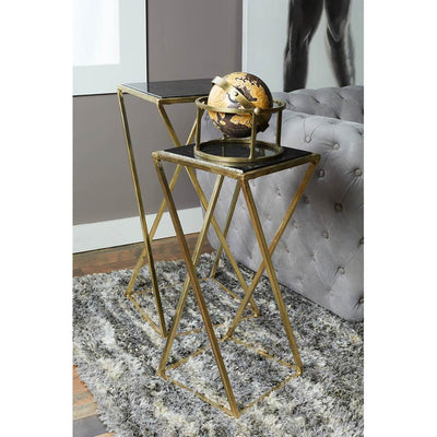 Aubrey Metal & Living Room Coffee Drink Side End Tables Set, Pair (Used)