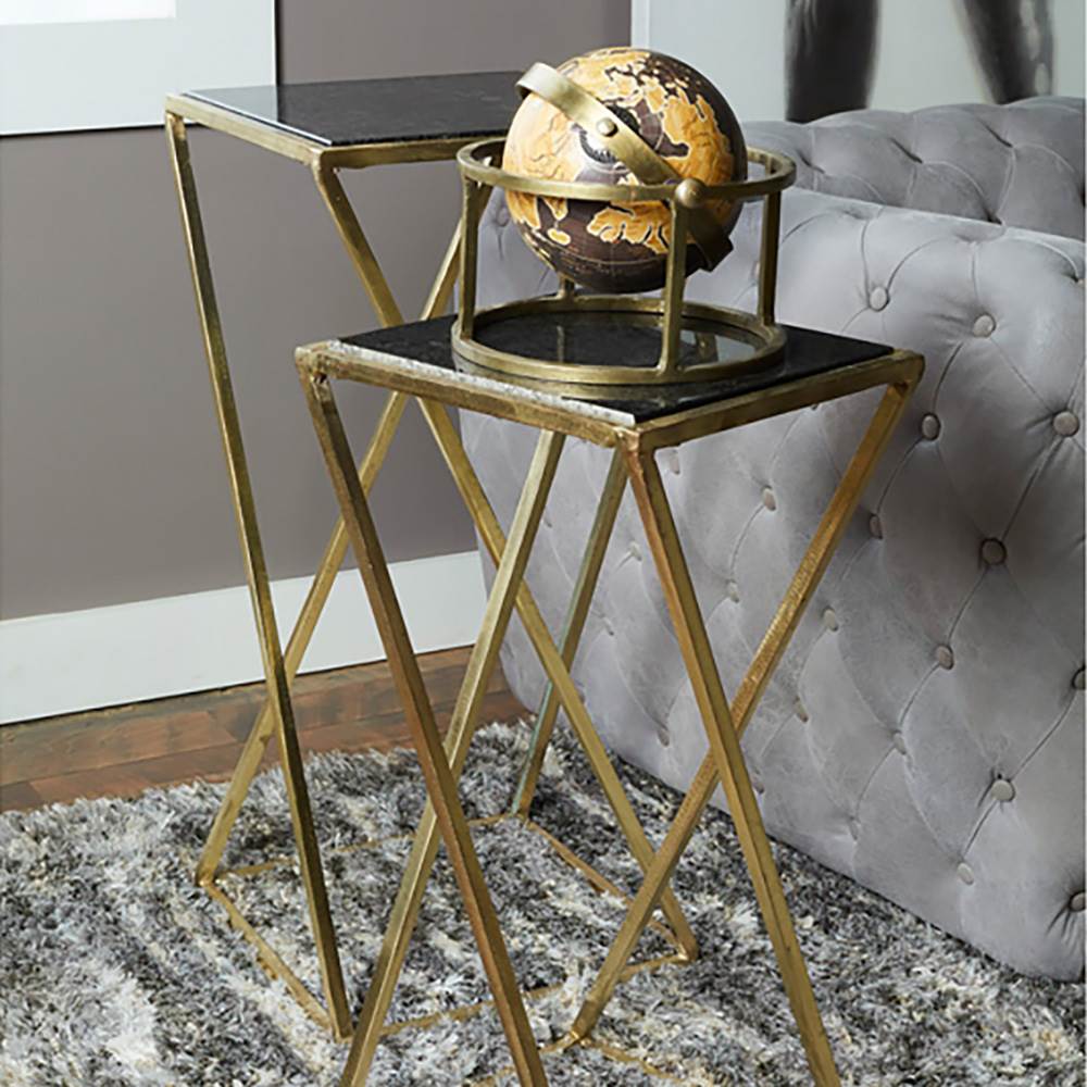 Aubrey Metal & Living Room Coffee Drink Side End Tables Set, Pair (Used)