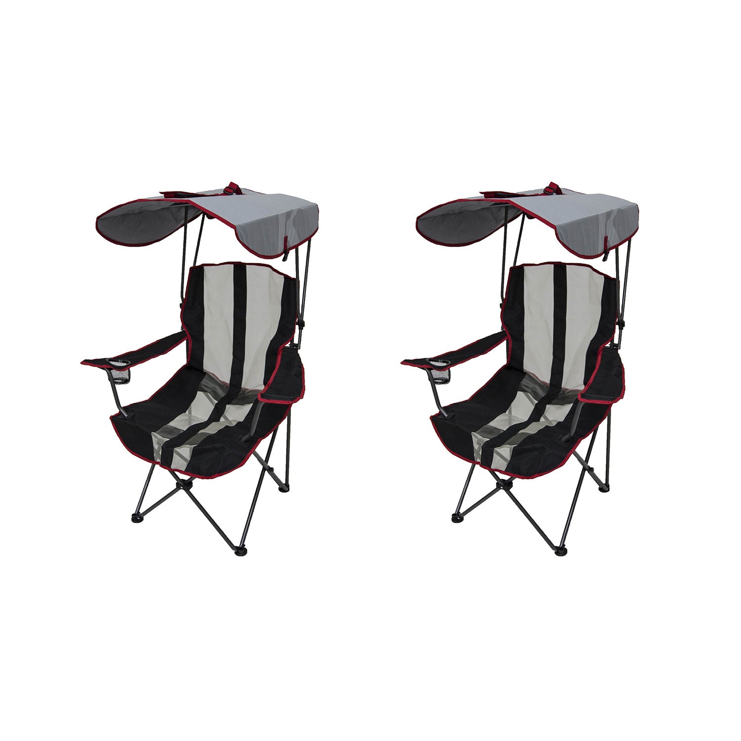 Kelsyus Premium Canopy Foldable Outdoor Lawn Chair with Cup Holder, Red (2 Pack)