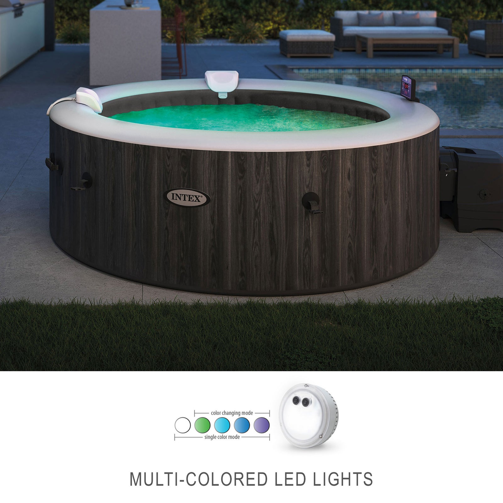 Intex PureSpa Battery Multi Colored LED Light for Bubble Spa Hot Tub (8 Pack) - VMInnovations