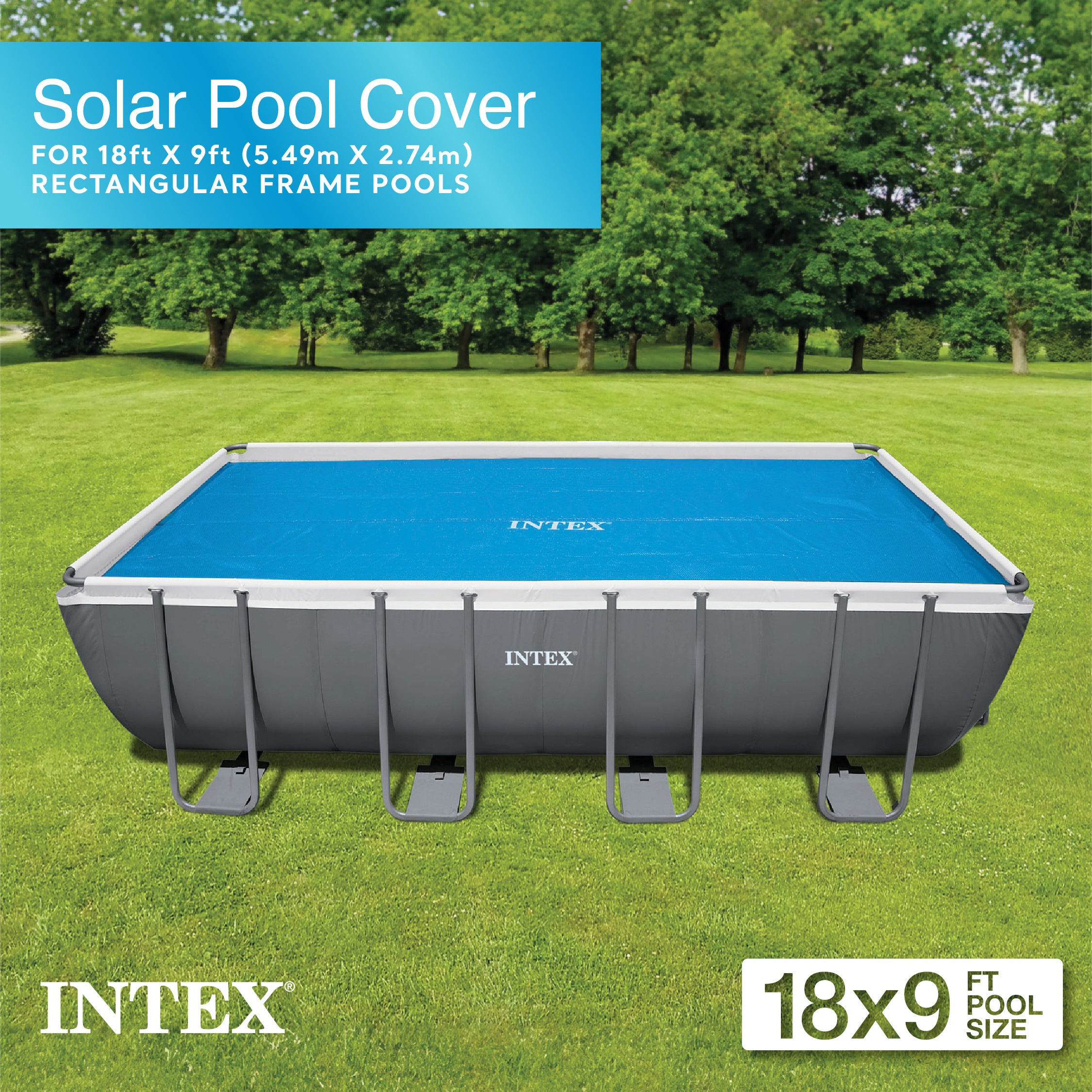 Intex 9 x 18 Foot Rectangular Solar Frame Set Swimming Pool Cover Only (Used) - VMInnovations