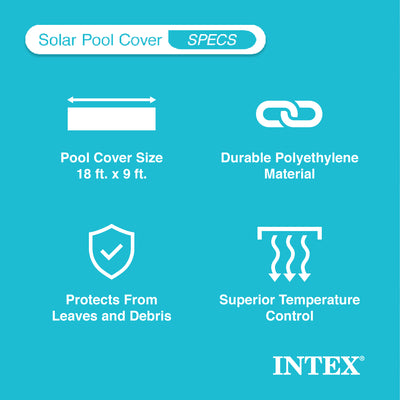 Intex 9 x 18 Foot Rectangular Solar Frame Set Swimming Pool Cover Only (Used)