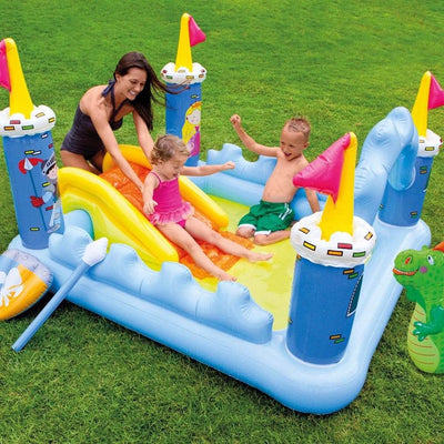 Intex Kids Inflatable Backyard Fantasy Castle Water Slide Play Center (Open Box)