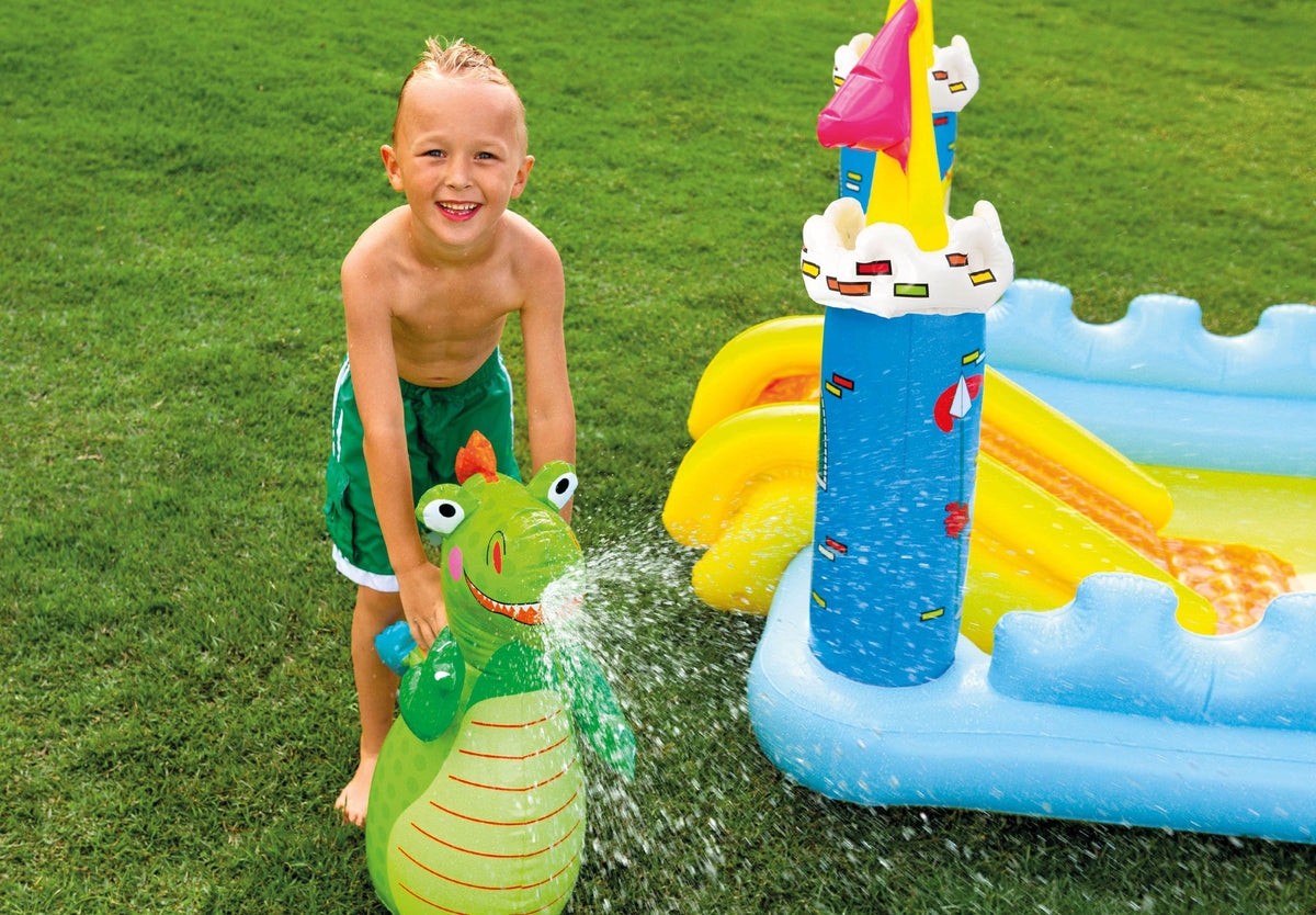 Intex Kids Inflatable Backyard Fantasy Castle Water Slide Play Center (Open Box)