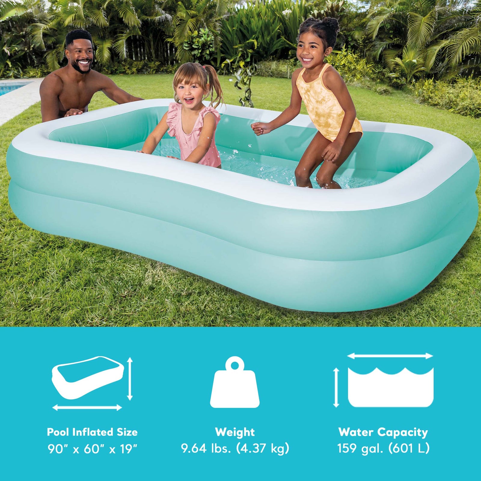 Intex 57181EP 7.5ft x 4.8ft x 18in Aqua Swim Center Inflatable Kiddie Pool - VMInnovations