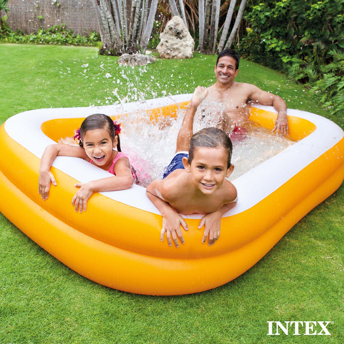 Intex 7.5ftx4.8ftx18in Mandarin Swim Center Inflatable Pool, Orange (For Parts)