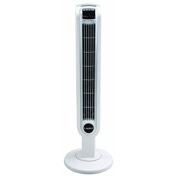 Lasko 36 Inch 3 Speed Quiet Programmable Oscillation Tower Fan w/ Remote, White