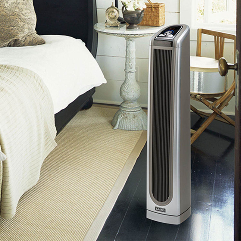 Lasko 34 Inch Electronic Oscillating Ceramic Tower Heater with Remote, Silver