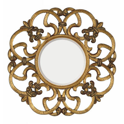 Majestic Mirror Gold Decor Round Frame Bevel Glass 30 in Wall Mirror (Open Box)