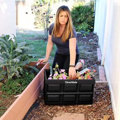 CleverMade CleverCrate Stackable 46L Storage Bins, Black (3-Pack) (Open Box)