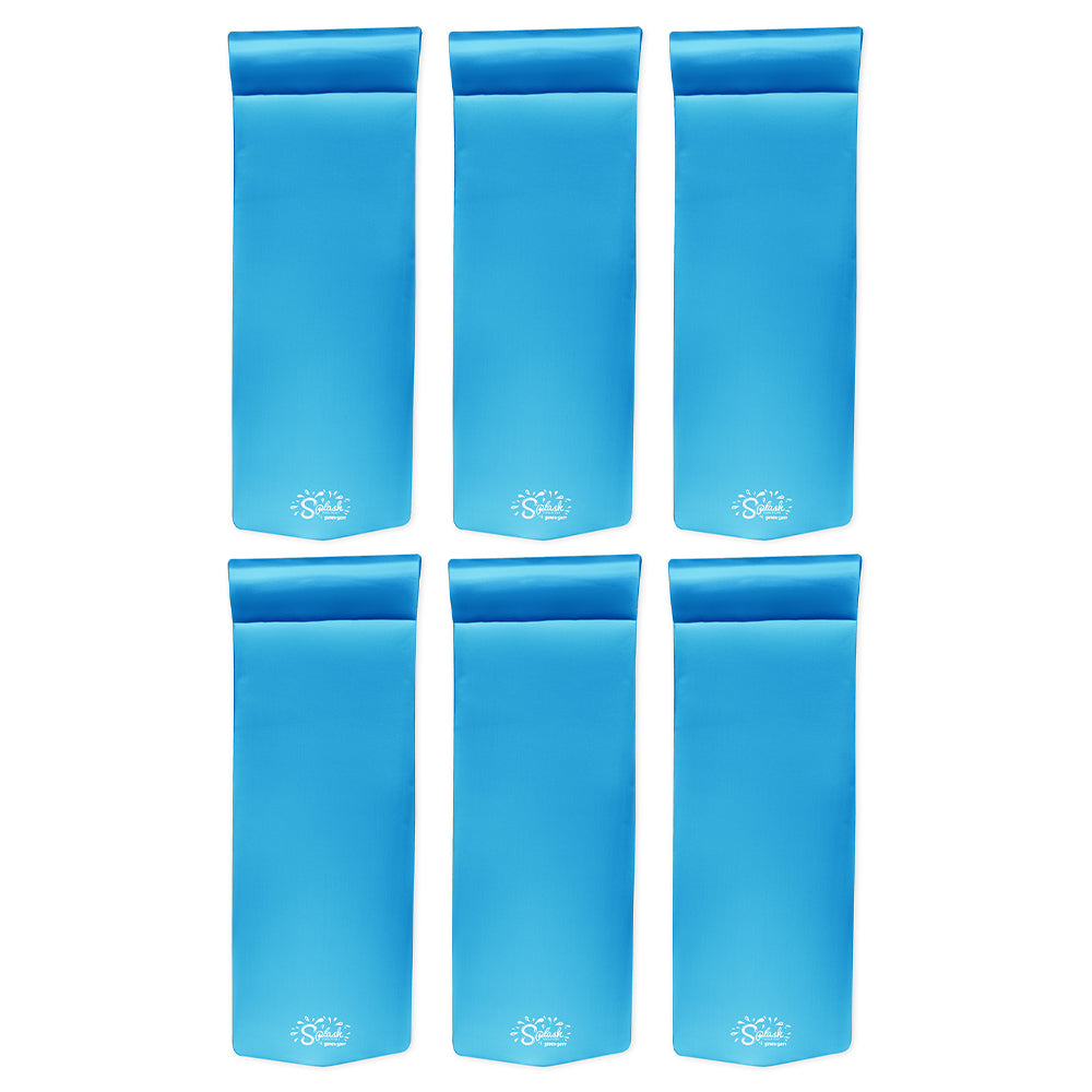 Texas Recreation Splash 70 Inch Foam Raft Lounger Pool Lake Float, Blue (6 Pack)