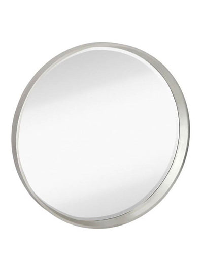 Majestic Modern Round Silver Frame 36 Inch Beveled Glass Wall Mirror (Open Box)