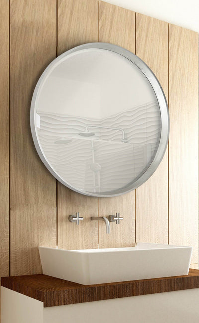 Majestic Modern Round Silver Frame 36 Inch Beveled Glass Wall Mirror (Open Box)