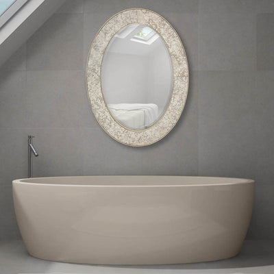 Majestic 30" x 40" Traditional Silver Oval Framed Beveled Glass Mirror (Damaged)