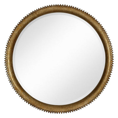 Majestic Mirror Round Gold Leaf Crackle Beveled 36 Inch Wall Mirror (Open Box)