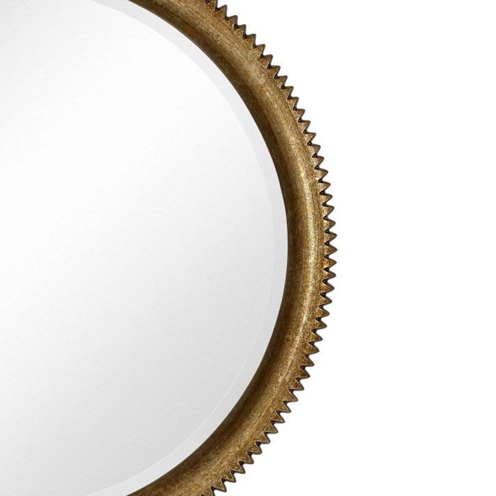 Majestic Mirror Round Gold Leaf Crackle Beveled 36 Inch Wall Mirror (Open Box)
