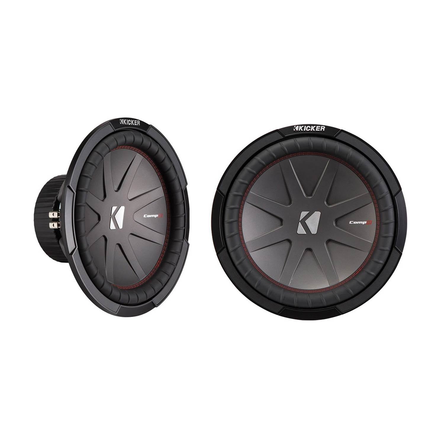 Kicker 43CWR122 CompR 12" 2000W 2 Ohm Dual Voice Coils Car Audio Subwoofer, Pair