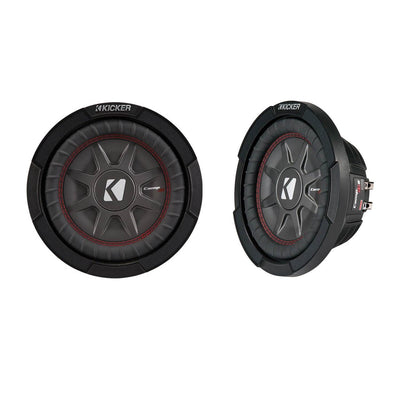 Kicker 8" Dual 1200W CompRT 2 Ohm Shallow Slim Car Subwoofer (Pair) | 43CWRT82
