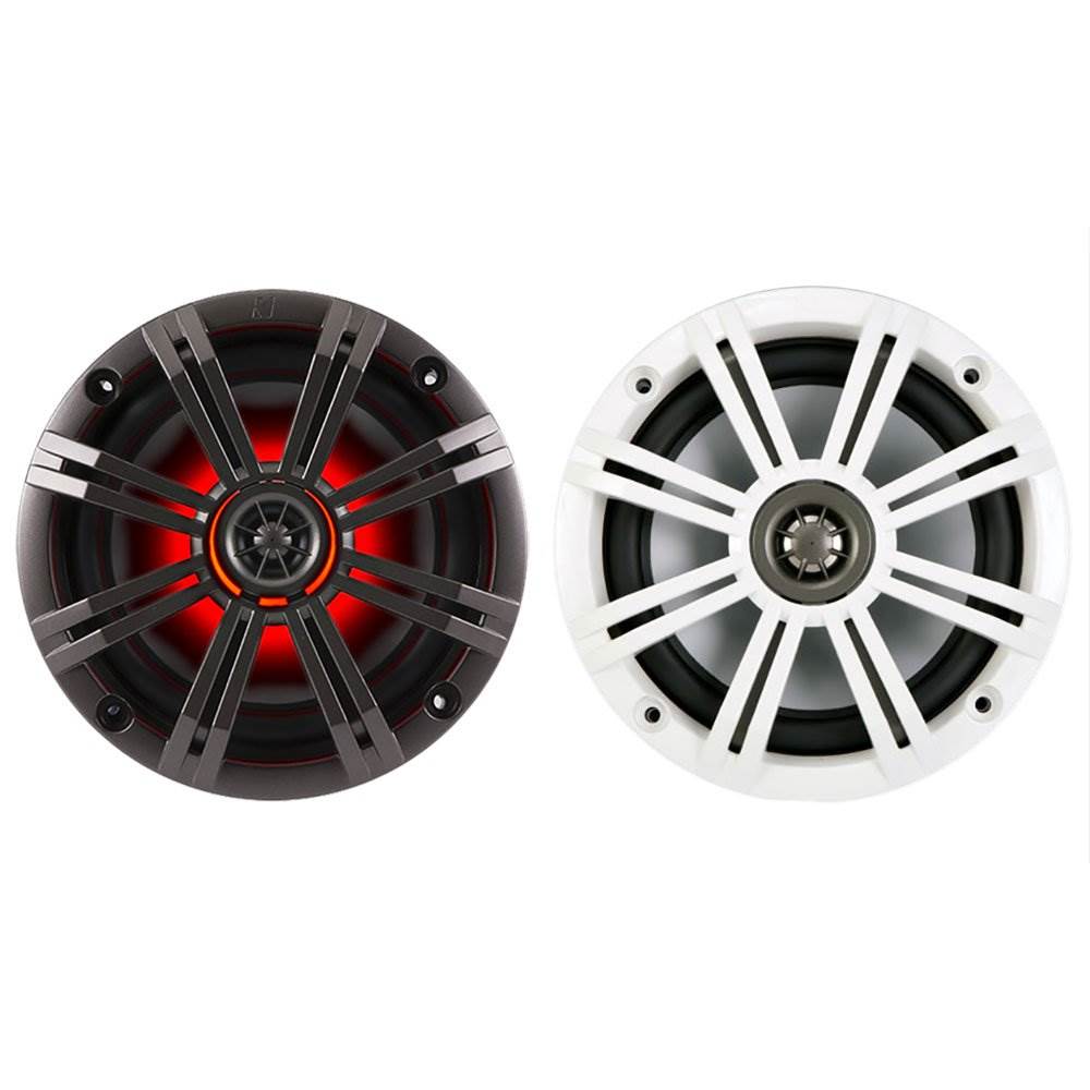 Kicker KM 6.5" 4 Ohm 195W Multicolor LED Coaxial Marine Audio Speaker (2 Pair)