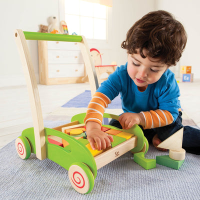Hape Toys Block & Roll Toddler Push & Pull Toy Cart w/ Wooden Blocks (Open Box)