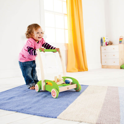 Hape Toys Block & Roll Toddler Push & Pull Walker Cart w/ Wooden Blocks (Used)