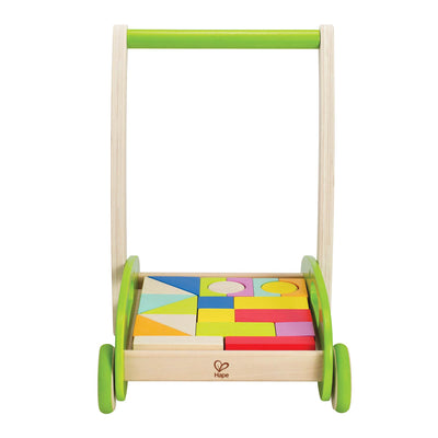 Hape Toys Block & Roll Toddler Push & Pull Walker Cart w/ Wooden Blocks (Used)