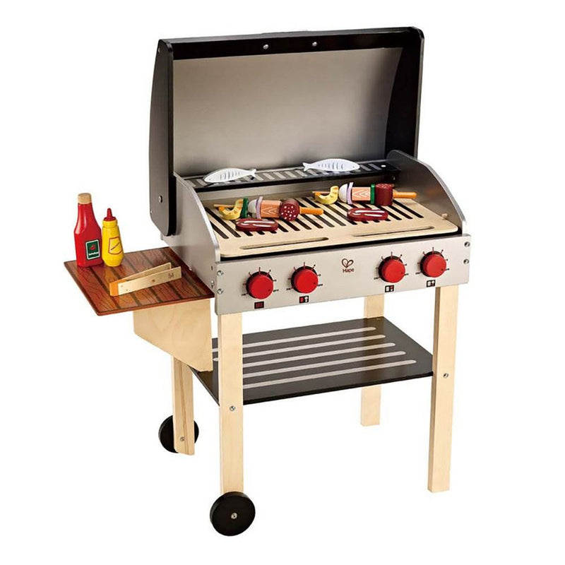 Hape Kids Wooden Gourmet BBQ Grill with Pretend Play Set with Food Accessories