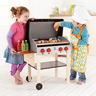 Hape Kids' Wooden BBQ Grill Pretend Play Set with Food Accessories (Open Box)