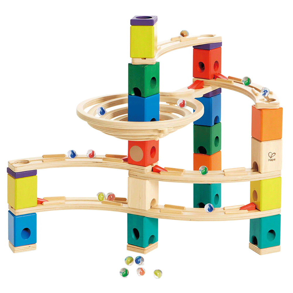 Hape Quadrilla Whirlpool Wooden Marble Run Race Maze Building Set (Open Box)