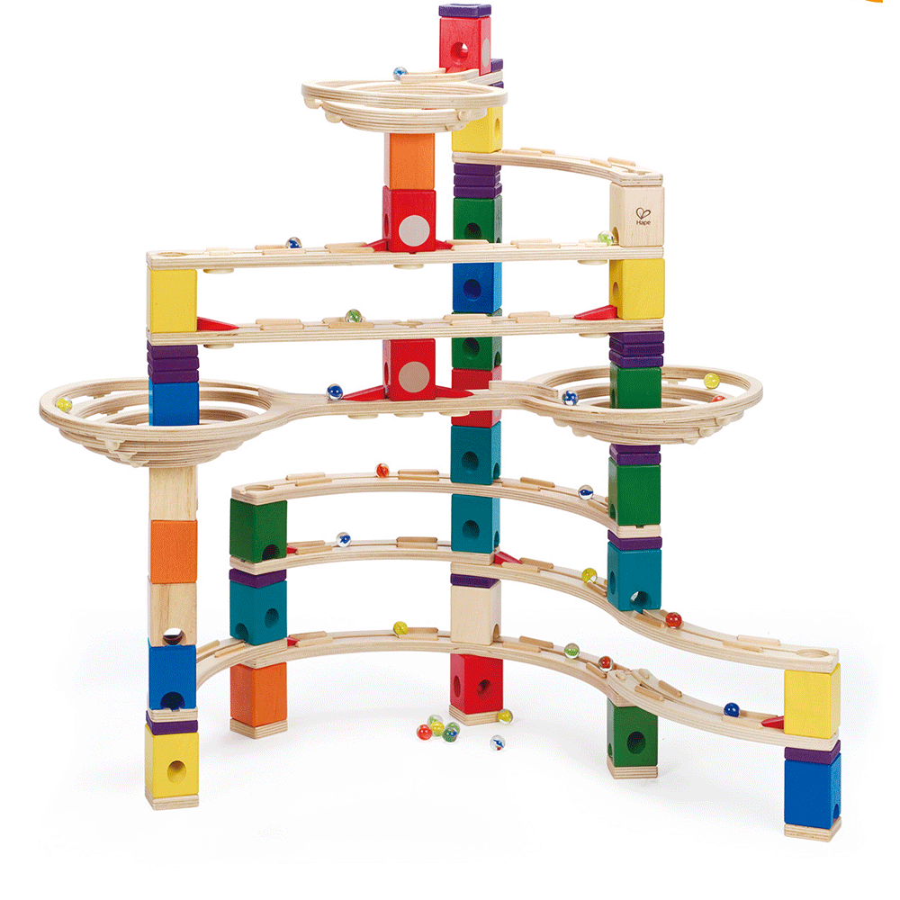 Hape Quadrilla Challenger Wooden Marble Run Race Maze Track Building Set (Used)