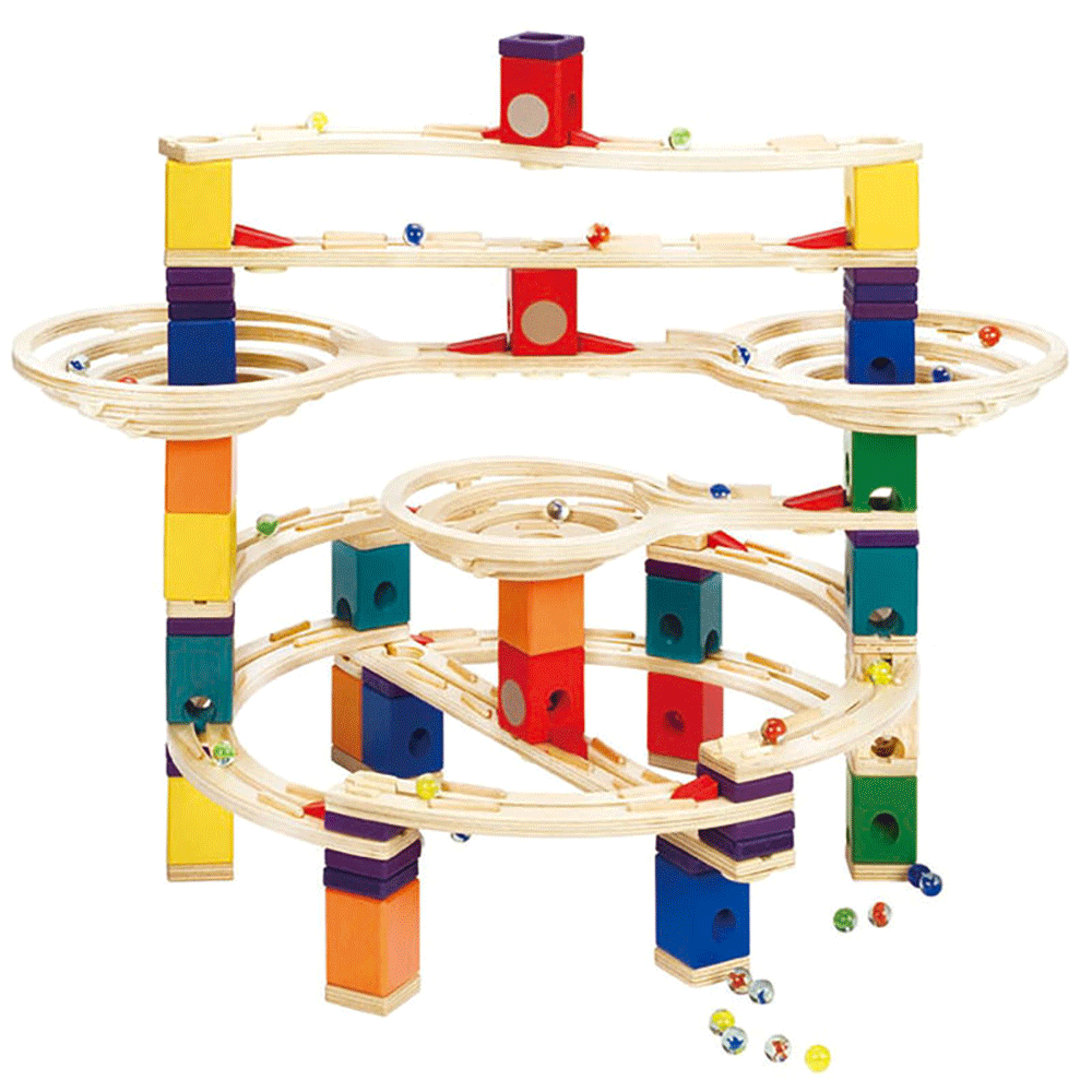 Hape Quadrilla Challenger Wooden Marble Run Race Maze Track Building Set (Used)