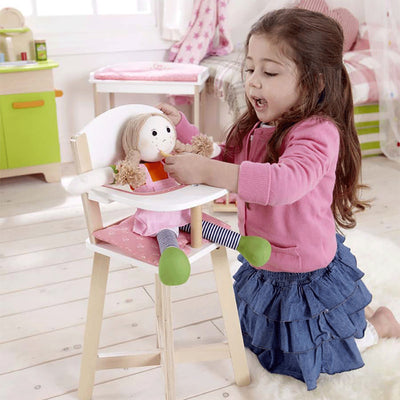 Hape Wooden Doll Play Highchair Toddler Toy High Chair Furniture, Pink (Used)
