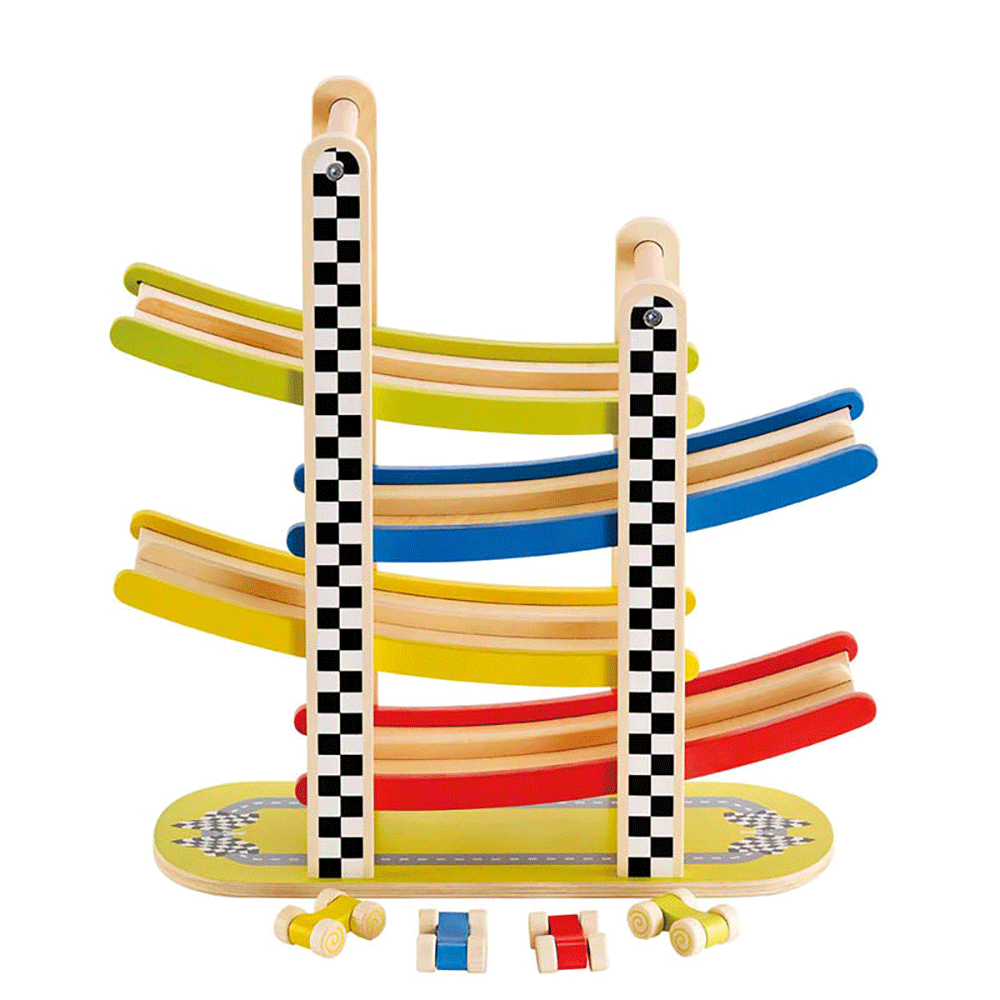 Hape Switchback Wooden 2 Lane Race Car Racetrack Children Kids Toy (Open Box)