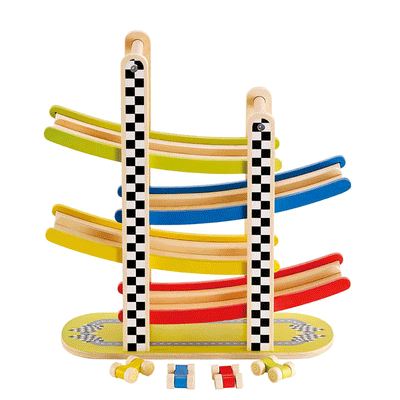 Hape Switchback Wooden 2 Lane Race Car Racetrack Children Kids Toy (Open Box)