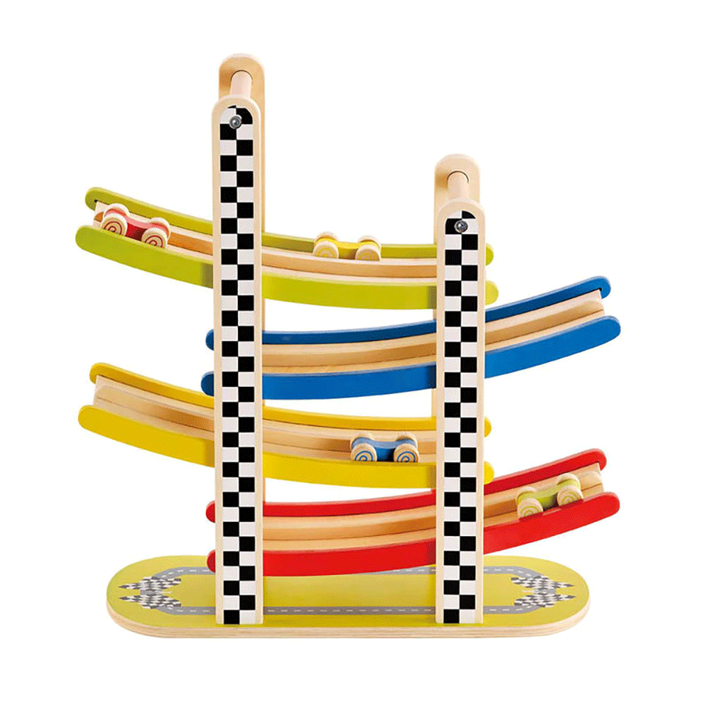 Hape Switchback Wooden 2 Lane Race Car Racetrack Children Kids Toy (Open Box)