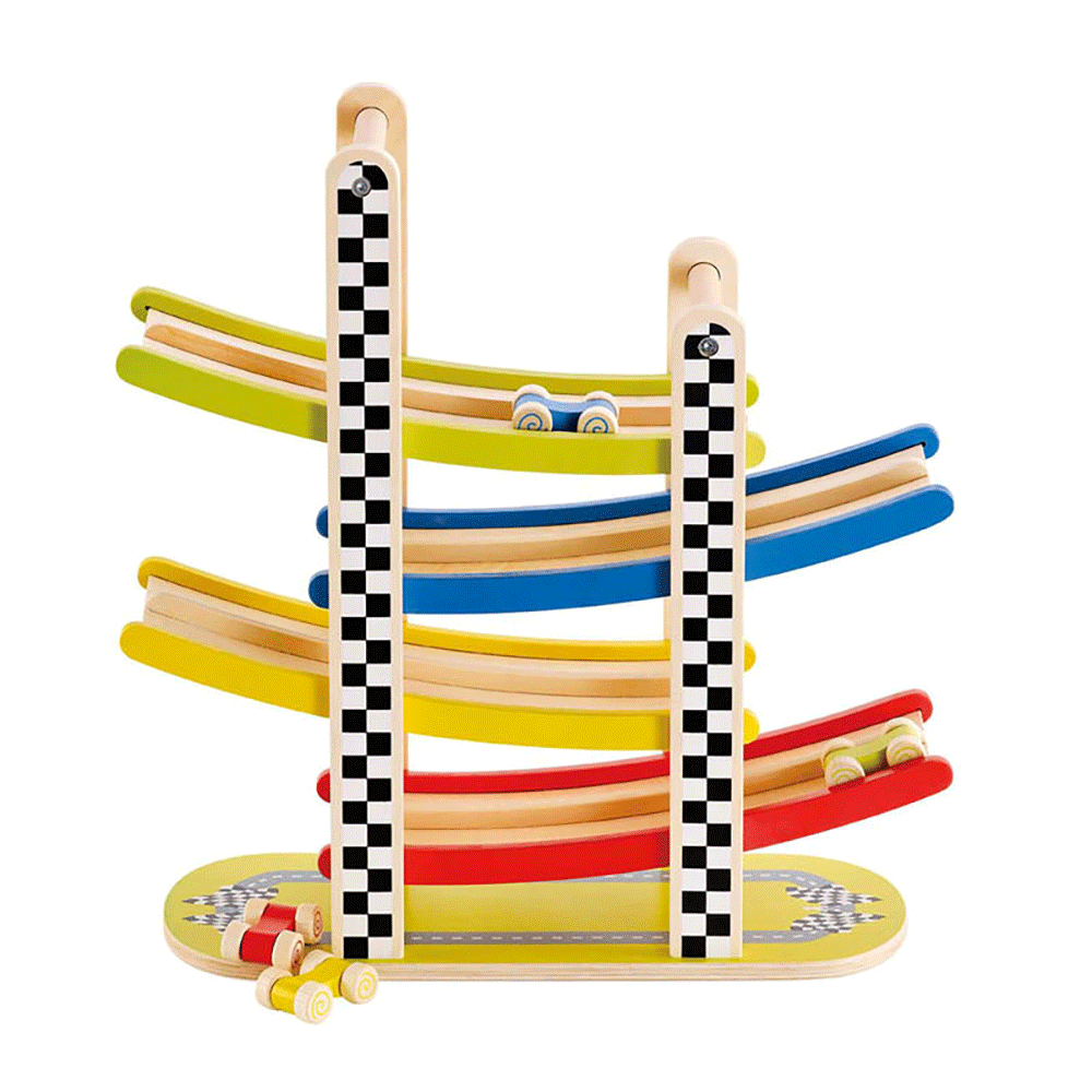 Hape Switchback Wooden 2 Lane Race Car Racetrack Children Kids Toy (Open Box)