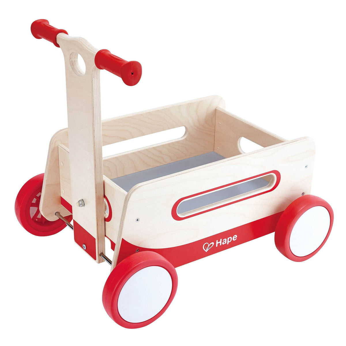 Hape Kids Classic Wooden Push and Pull Toddler Ride Red Wagon | E0375 (Open Box)